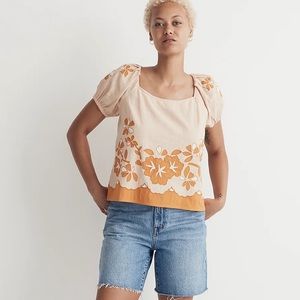 NWT Madewell Embroidered Lace-Up Back Top
